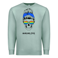 Seafoam Blue Glitter Rainbow Mom Skull Premium Sweatshirt - Bettercallsaul