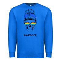 True Royal Blue Glitter Rainbow Mom Skull Premium Sweatshirt - Bettercallsaul