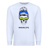 White Blue Glitter Rainbow Mom Skull Premium Sweatshirt - Bettercallsaul