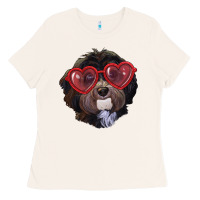 Bone Havanese dog with love glasses Ladies Tee - RanaPortraitStore