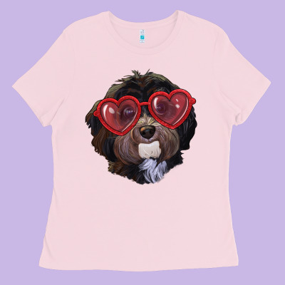 Ladies Tee Havanese dog with love glasses