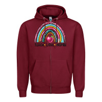 Burgundy rainbow teach love inspire Zipper Hoodie - NancyCooperArtShop