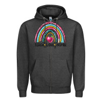 Charcoal Heather rainbow teach love inspire Zipper Hoodie - NancyCooperArtShop