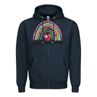 Navy rainbow teach love inspire Zipper Hoodie - NancyCooperArtShop