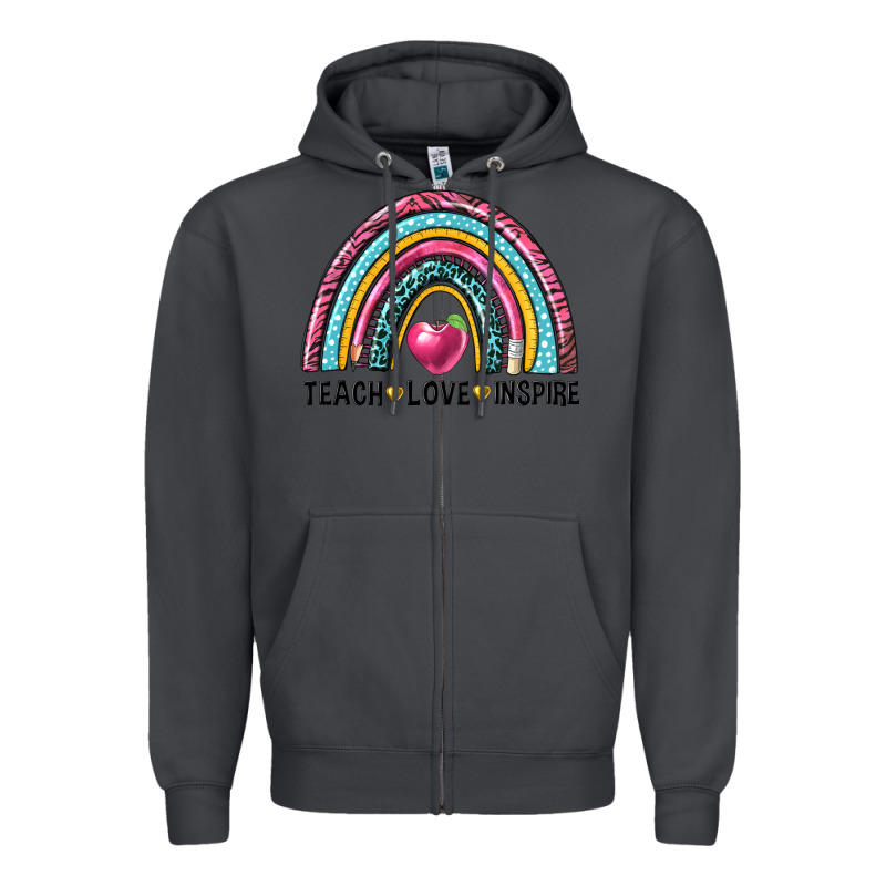 Rainbow Teach Love Inspire Zipper Hoodie by NancyCooperArtShop | Teevron