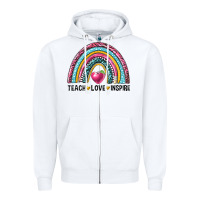 White rainbow teach love inspire Zipper Hoodie - NancyCooperArtShop