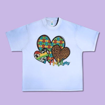 Autism Hearts Leopard Cowhide Urban Heavy Tee Designed By Artiststas