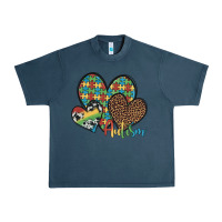 Midnight Navy autism hearts leopard cowhide Urban Heavy Tee - Artiststas