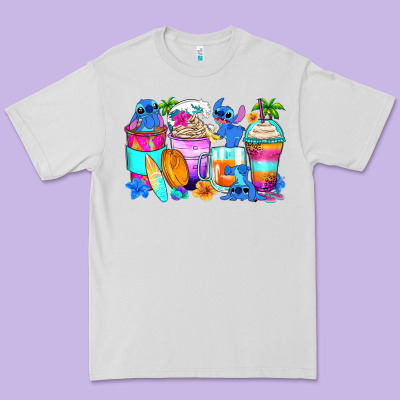 Stitch Summer Coffee Cups Premium Tee Designed By Zillion Design Studio