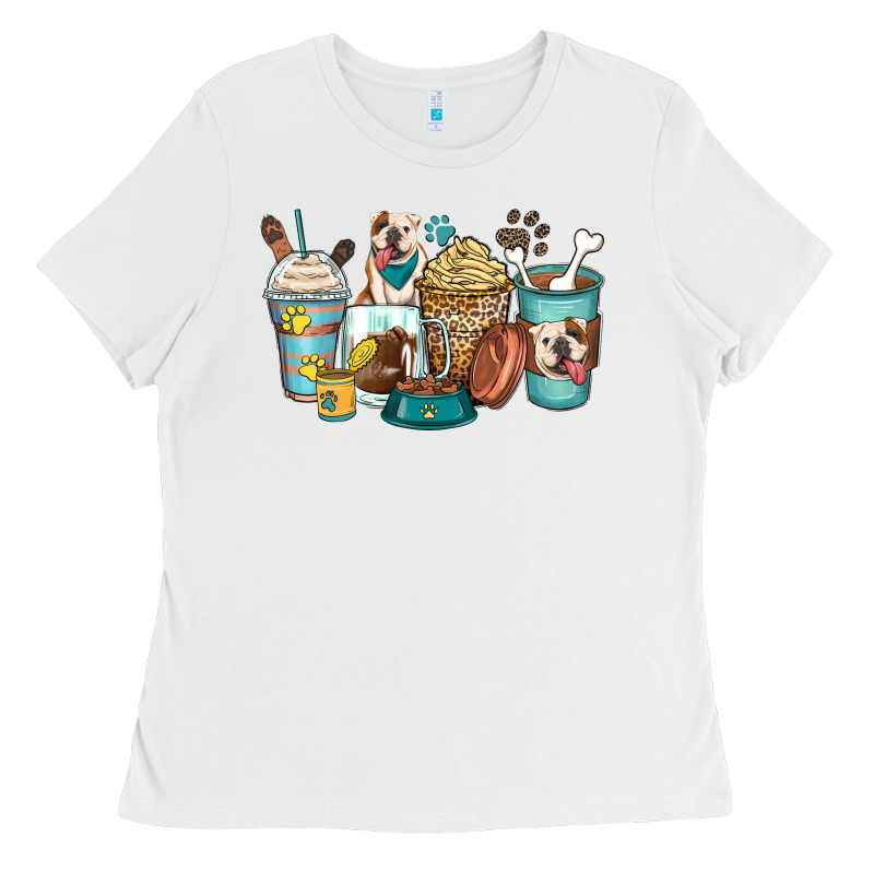 English Bulldog Coffee Cups Ladies Tee by Zillion Design Studio | Teevron