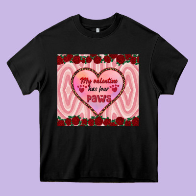 My Valentine Has Four Paws Heavy Core Tee Designed By Ranaportraitstore