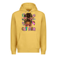 Antique Gold Afro Messy Bun Cat Mom Premium Hoodie - texasbilliewilder