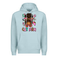 Blue Mist Afro Messy Bun Cat Mom Premium Hoodie - texasbilliewilder