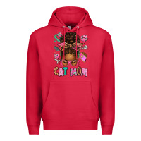 Cardinal Afro Messy Bun Cat Mom Premium Hoodie - texasbilliewilder