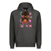 Charcoal Heather Afro Messy Bun Cat Mom Premium Hoodie - texasbilliewilder