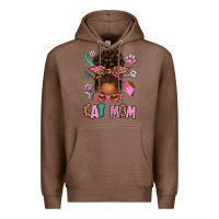Chestnut Afro Messy Bun Cat Mom Premium Hoodie - texasbilliewilder