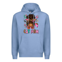 Colony Blue Afro Messy Bun Cat Mom Premium Hoodie - texasbilliewilder