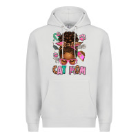 Dove Grey Afro Messy Bun Cat Mom Premium Hoodie - texasbilliewilder