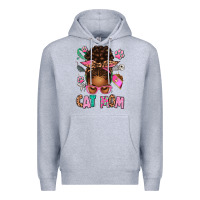 Heather Grey Afro Messy Bun Cat Mom Premium Hoodie - texasbilliewilder