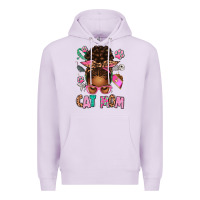 Lilac Afro Messy Bun Cat Mom Premium Hoodie - texasbilliewilder