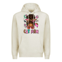 Oatmeal Heather Afro Messy Bun Cat Mom Premium Hoodie - texasbilliewilder