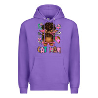 Purple Afro Messy Bun Cat Mom Premium Hoodie - texasbilliewilder