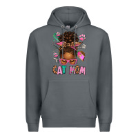Rock Afro Messy Bun Cat Mom Premium Hoodie - texasbilliewilder