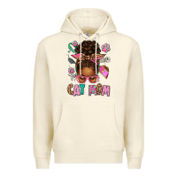 Sandshell Afro Messy Bun Cat Mom Premium Hoodie - texasbilliewilder
