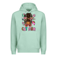 Seafoam Afro Messy Bun Cat Mom Premium Hoodie - texasbilliewilder