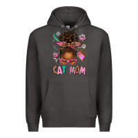 Smoke Afro Messy Bun Cat Mom Premium Hoodie - texasbilliewilder