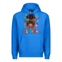 True Royal Afro Messy Bun Cat Mom Premium Hoodie - texasbilliewilder