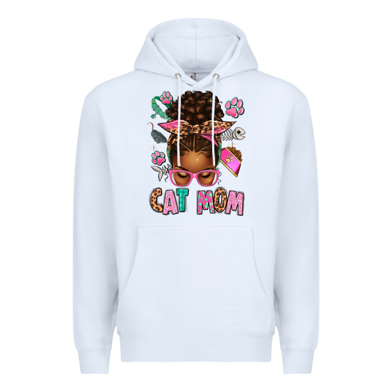 Afro Messy Bun Cat Mom Premium Hoodie by texasbilliewilder | Teevron
