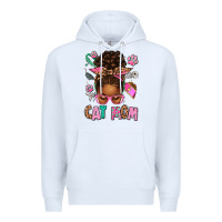 White Afro Messy Bun Cat Mom Premium Hoodie - texasbilliewilder