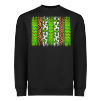 Black Western St. Patrick's Shamrock Cross Leopard Brushstroke Heavyweight Sweatshirt - Artiststas