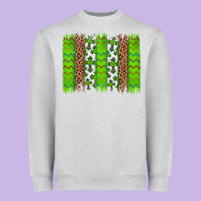 Western St. Patrick's Shamrock Cross Leopard Brushstroke Heavyweight Sweatshirt Designed By Artiststas