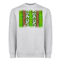 Heather Grey Western St. Patrick's Shamrock Cross Leopard Brushstroke Heavyweight Sweatshirt - Artiststas