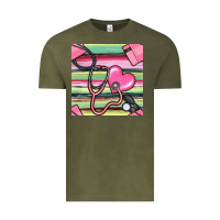 Vintage Olive Nurse Stethoscope Seamless Pattern Vintage Tee - BundleAndBundleShop