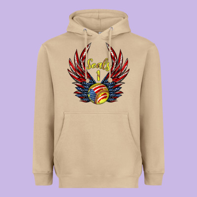 Angel Wings Softball Heavyweight Hoodie Designed By Jasminsmagicworld