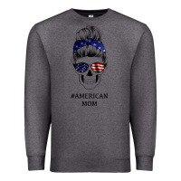 Charcoal Heather American Stars, American Flag Patterned Mom Skull Premium Sweatshirt - Bettercallsaul