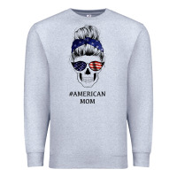 Heather Grey American Stars, American Flag Patterned Mom Skull Premium Sweatshirt - Bettercallsaul