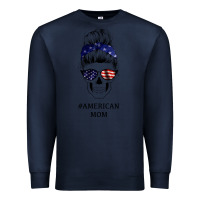 Navy American Stars, American Flag Patterned Mom Skull Premium Sweatshirt - Bettercallsaul