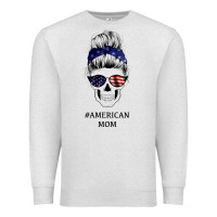 Oatmeal Heather American Stars, American Flag Patterned Mom Skull Premium Sweatshirt - Bettercallsaul