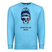 Ocean Blue American Stars, American Flag Patterned Mom Skull Premium Sweatshirt - Bettercallsaul