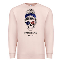 Pale Pink American Stars, American Flag Patterned Mom Skull Premium Sweatshirt - Bettercallsaul