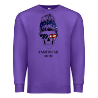 Purple American Stars, American Flag Patterned Mom Skull Premium Sweatshirt - Bettercallsaul
