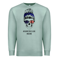 Seafoam American Stars, American Flag Patterned Mom Skull Premium Sweatshirt - Bettercallsaul