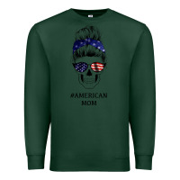 Sports Green American Stars, American Flag Patterned Mom Skull Premium Sweatshirt - Bettercallsaul
