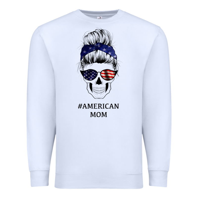 American Stars, American Flag Patterned Mom Skull Premium Sweatshirt by Bettercallsaul | Teevron