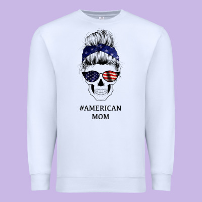 American Stars, American Flag Patterned Mom Skull Premium Sweatshirt Designed By Bettercallsaul