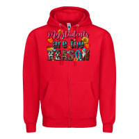Red my students are the reason Zipper Hoodie - NancyCooperArtShop
